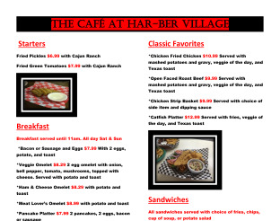 Cafe Menu